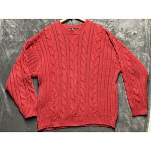 VTG J. Riggins Fisherman Sweater Men's XXL Red Heavy Cable Knit Chunky Grandpa